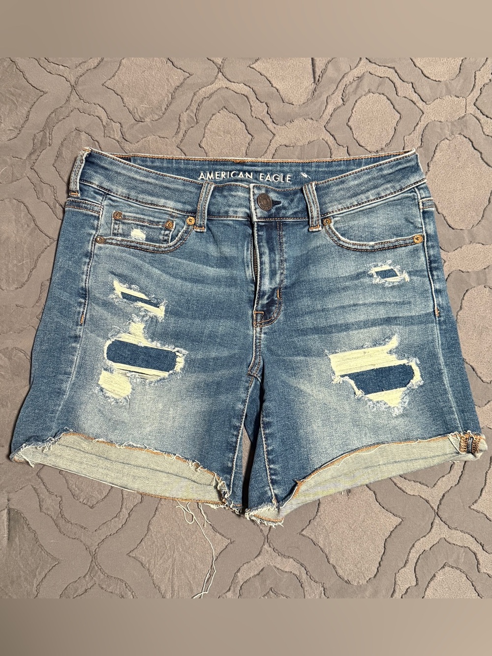 American Eagle Women's Distressed Blue Denim Cutoff Shorts, Size 8